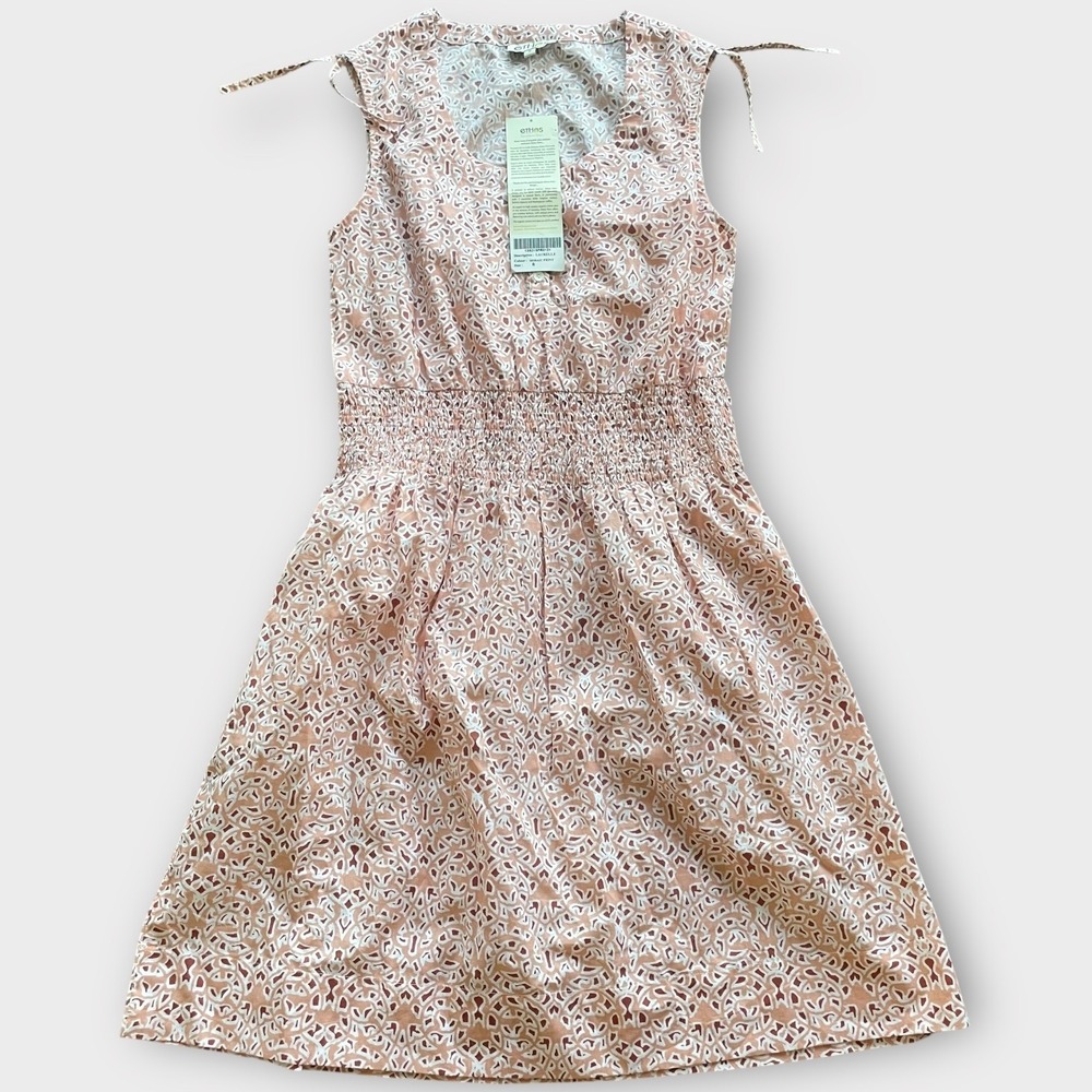 Ethos Paris Women's Laurelle Mosaic Print‎ Sleeveless Dress Organic Cotton Small